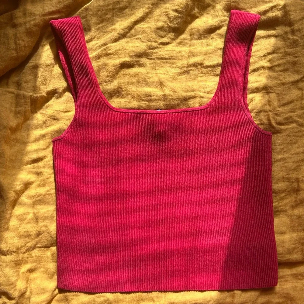 Reformation Red Ribbed Tank Top - Picture 2 of 3
